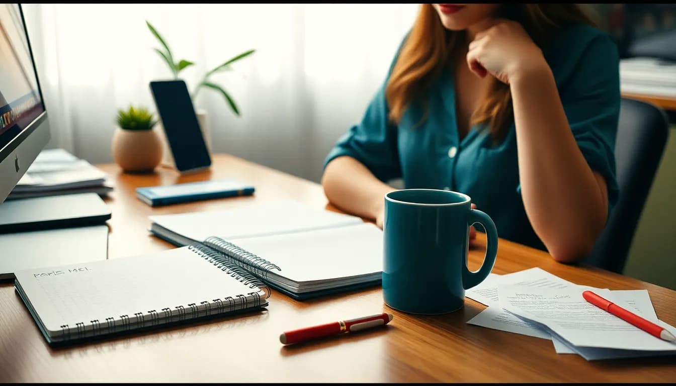 Profissional autônomo organizando comprovantes médicos e agenda de trabalho
