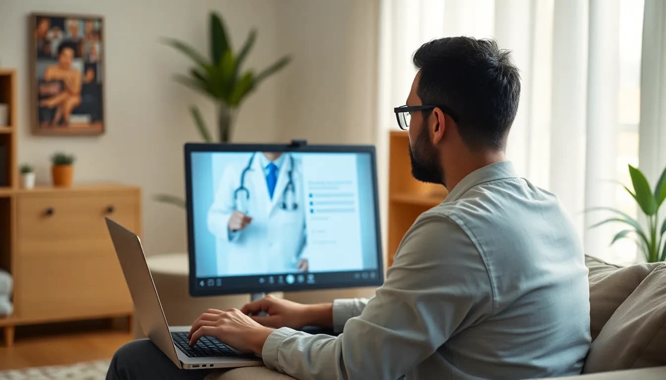 Paciente em teleconsulta recebendo orientação sobre atestado médico online