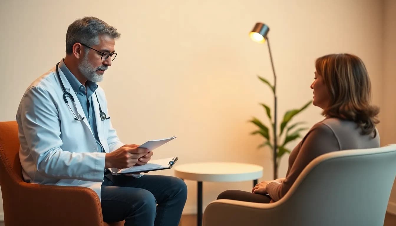 Documento de afastamento por saúde mental com símbolos de cuidado psicológico