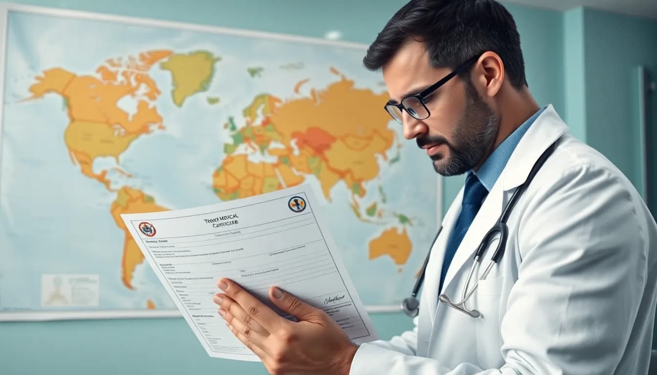 Passaporte e atestado médico para autorização e segurança em viagem