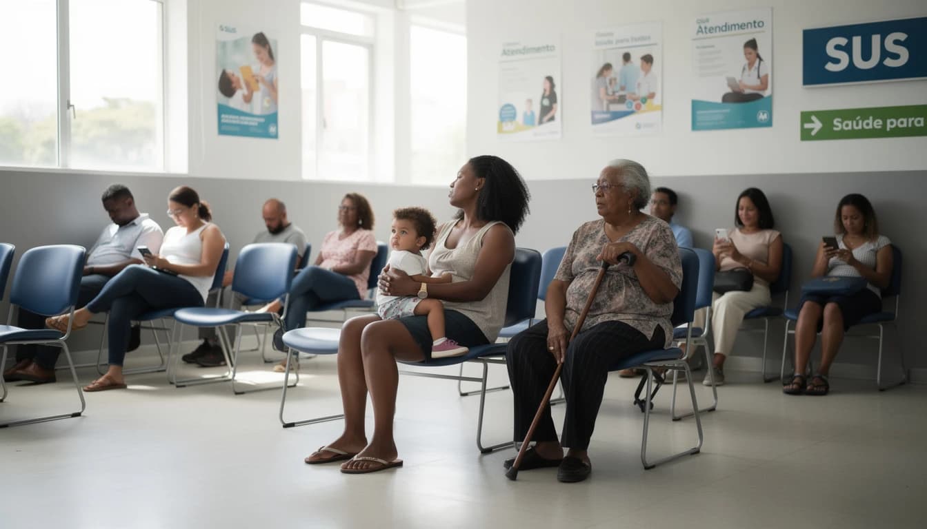 Unidade de saúde pública representando atendimento SUS para obter atestado gratuito