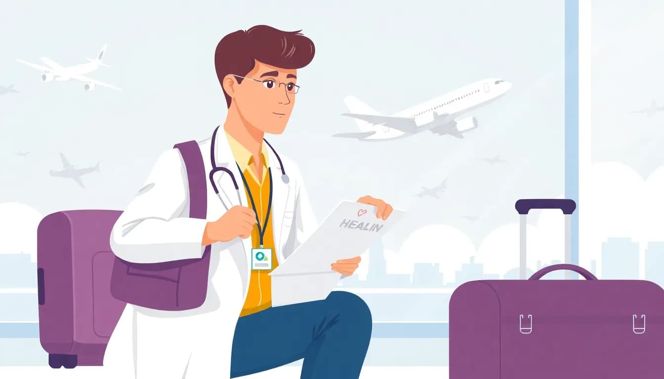 Medicamentos e equipamentos médicos preparados para transporte em viagem
