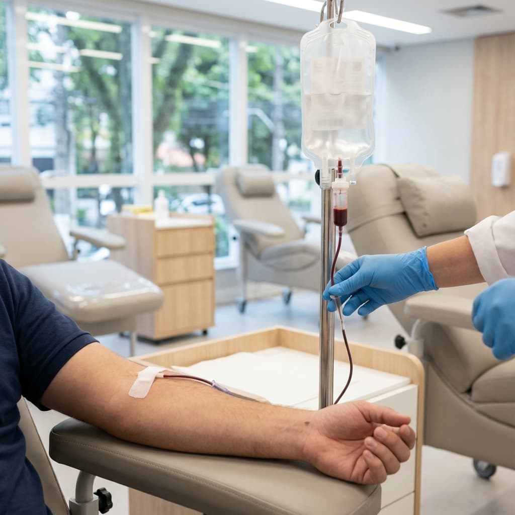 Doador de sangue segurando comprovante para abono de falta previsto na CLT