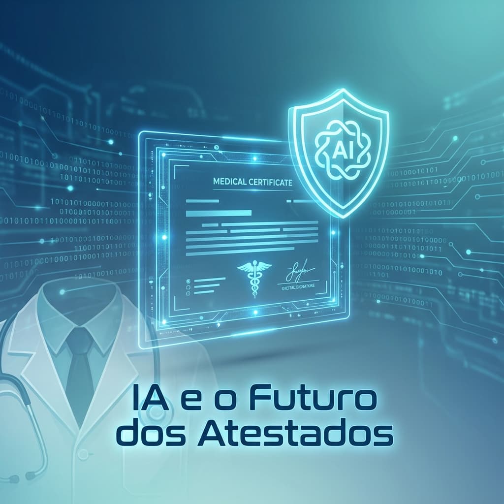 Inteligência artificial analisando autenticidade de atestados médicos digitais